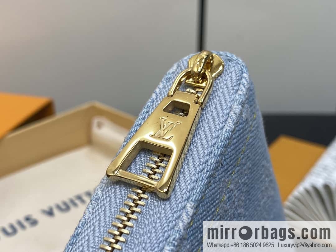 [Premium‑quality] M82957 light blue denim, single zipper wallet series Zippy zero wallet wallet (Denning denim)