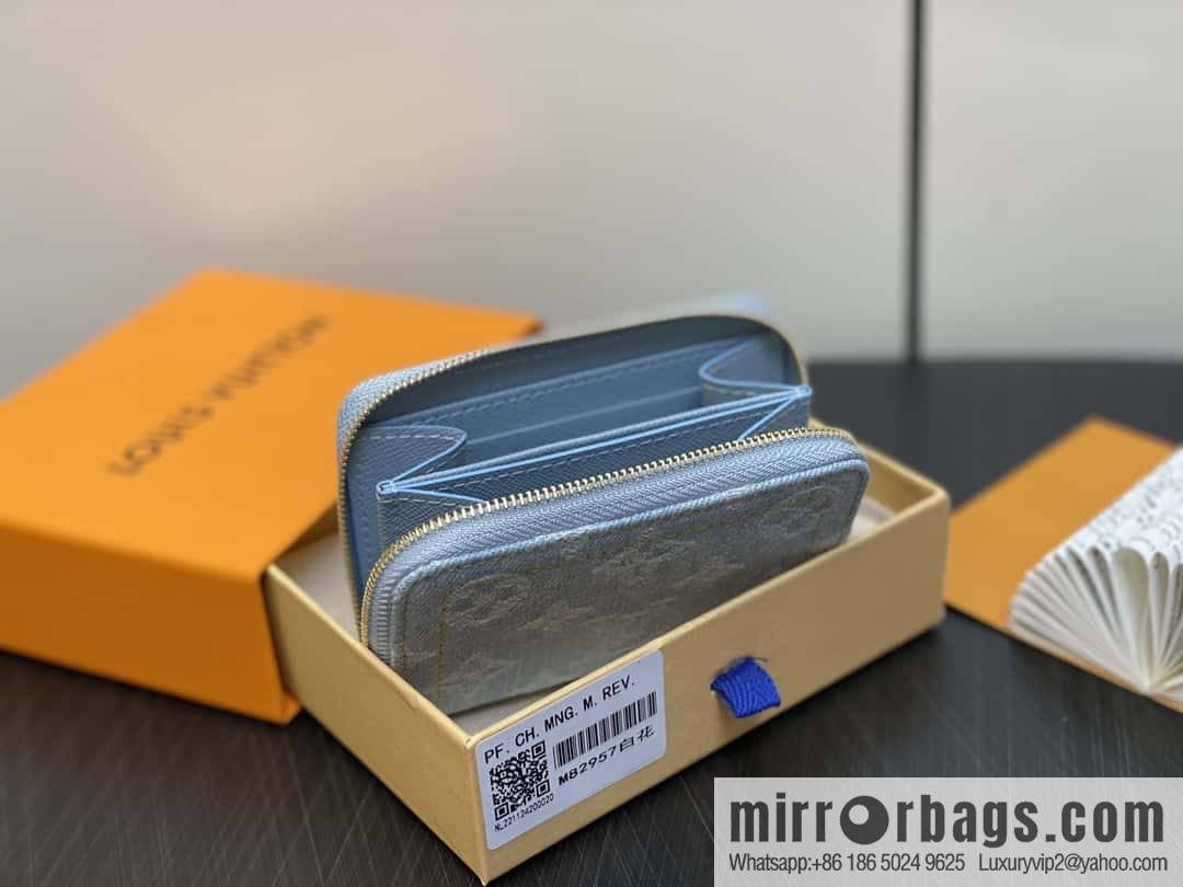 [Premium‑quality] M82957 light blue denim, single zipper wallet series Zippy zero wallet wallet (Denning denim)