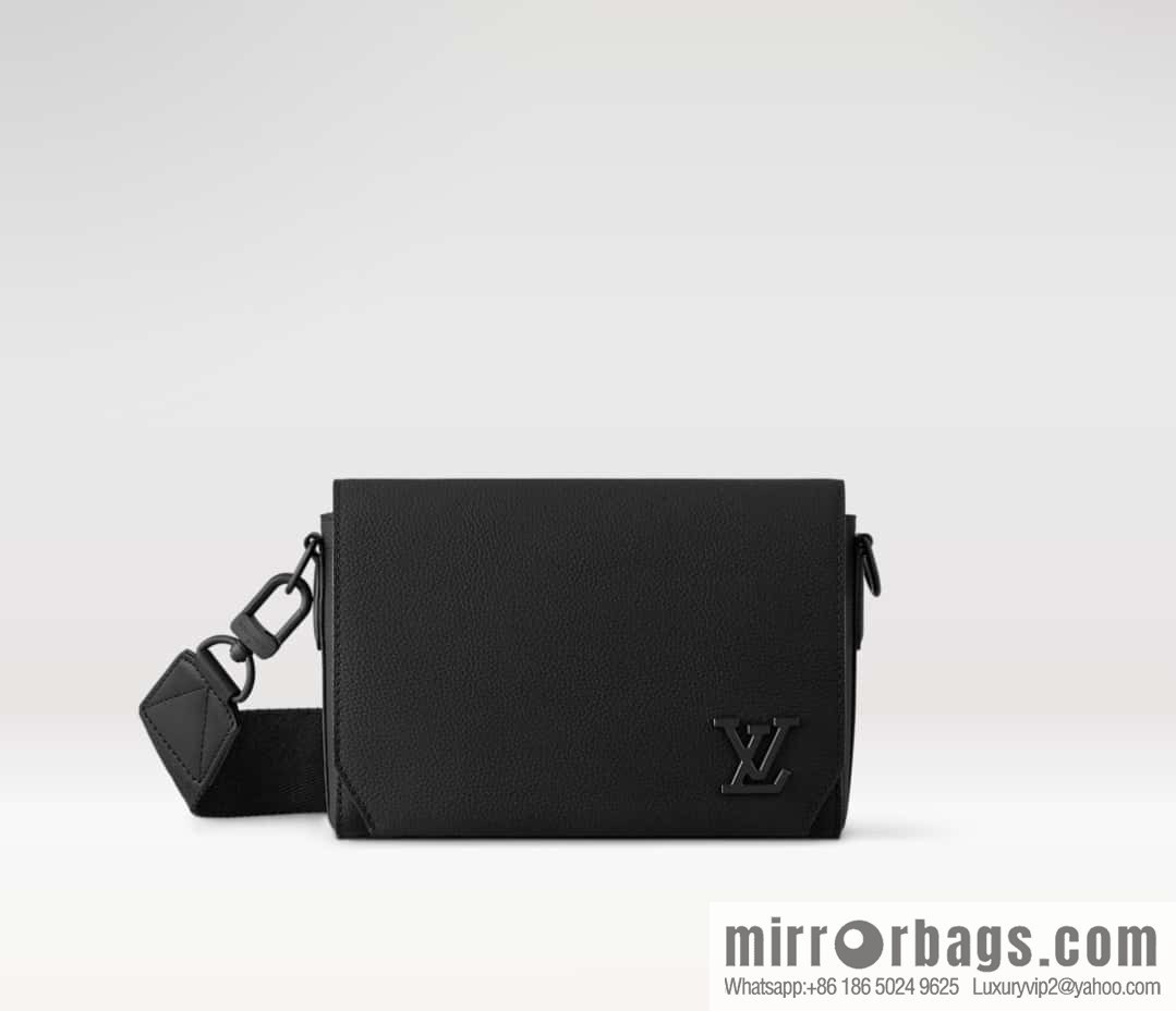 [Premium‑quality] M24769 black full leather men's bag messenger bag series Takeoff small Aer messenger bag M25125 M24769