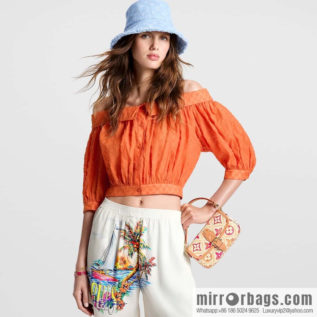 [Boutique‑grade] M83621 rose red printed mini baguette bag Nano Diane baguette handbag, rose red (2024 summer) By the Pool summer series