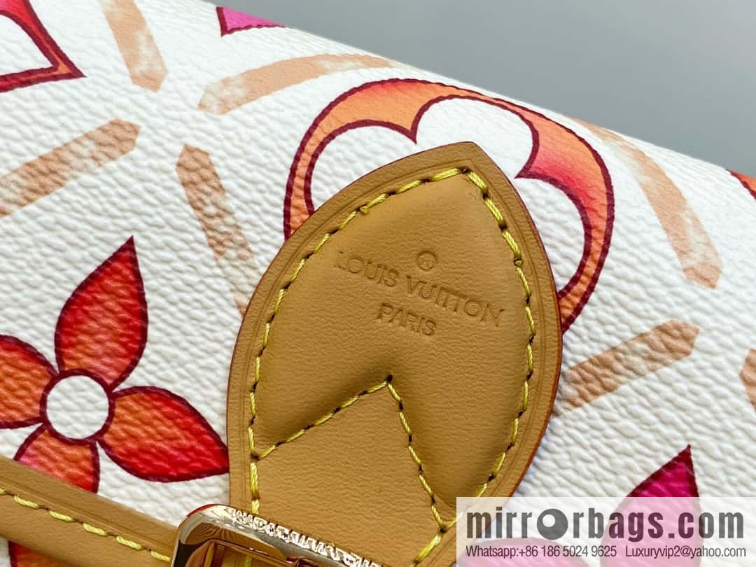[Boutique‑grade] M83621 rose red printed mini baguette bag Nano Diane baguette handbag, rose red (2024 summer) By the Pool summer series