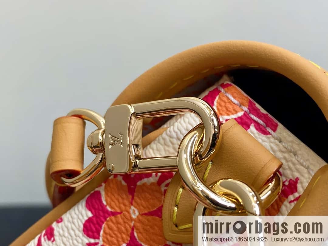[Boutique‑grade] M83621 rose red printed mini baguette bag Nano Diane baguette handbag, rose red (2024 summer) By the Pool summer series