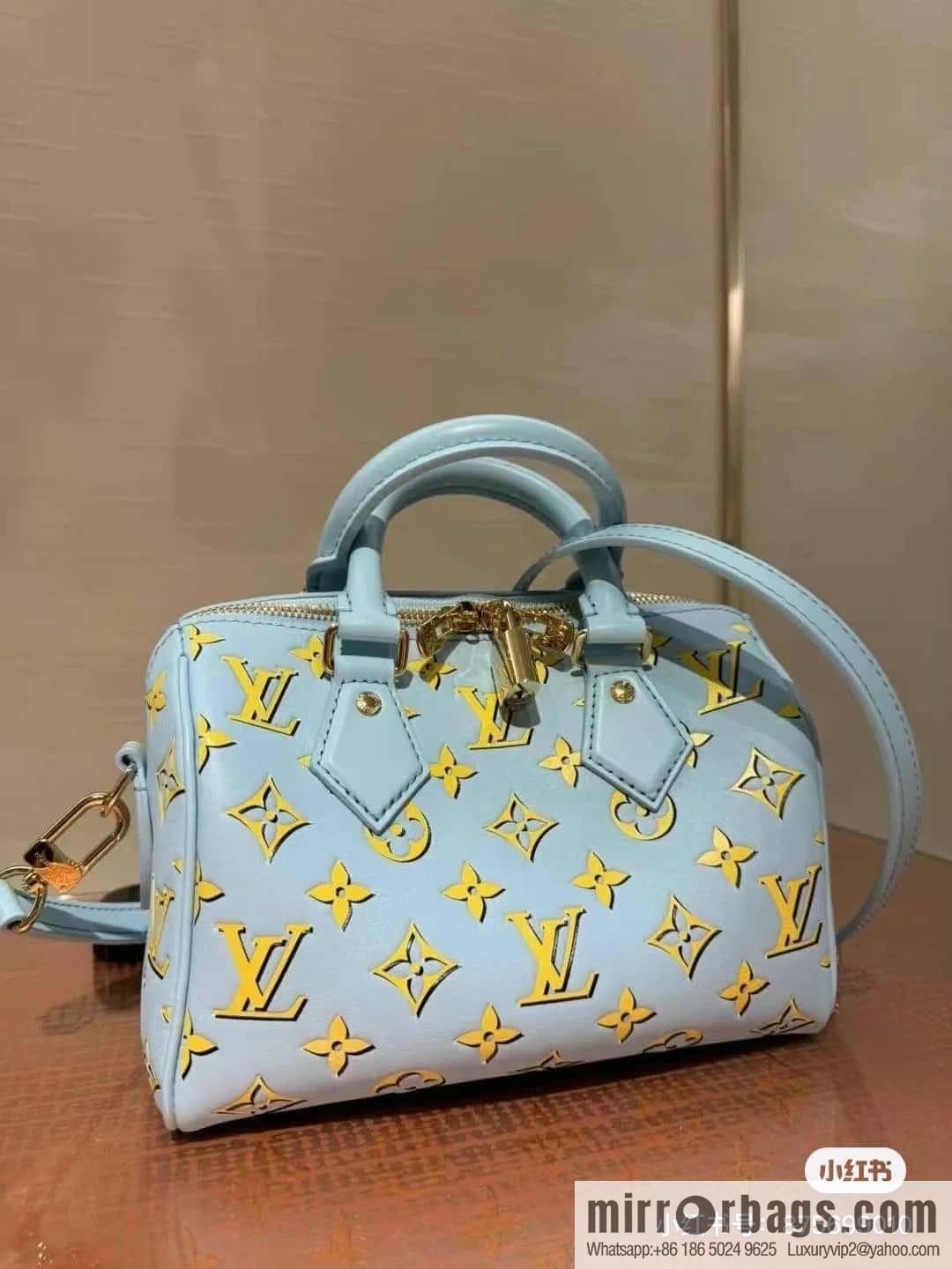 [Boutique‑grade] M25454 blue silk screen printing, full leather speedy pillow bag series SPEEDY BANDOULIZRE 20 handbag