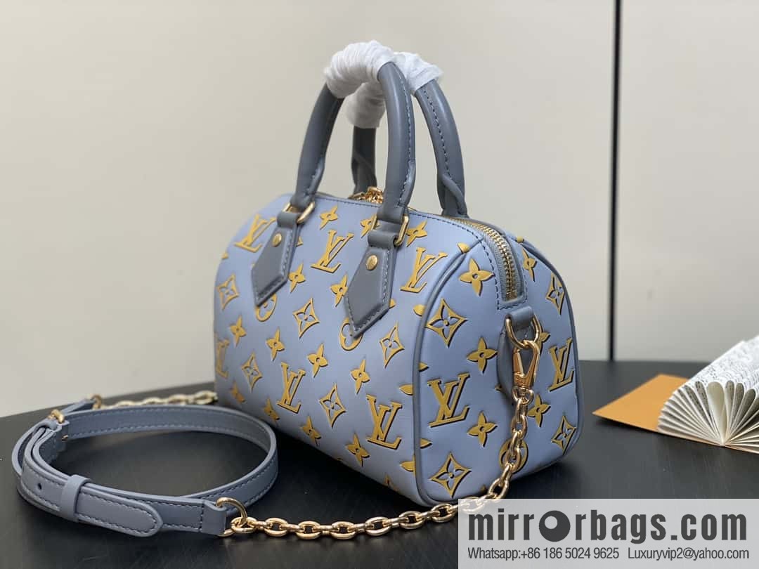 [Boutique‑grade] M25454 blue silk screen printing, full leather speedy pillow bag series SPEEDY BANDOULIZRE 20 handbag