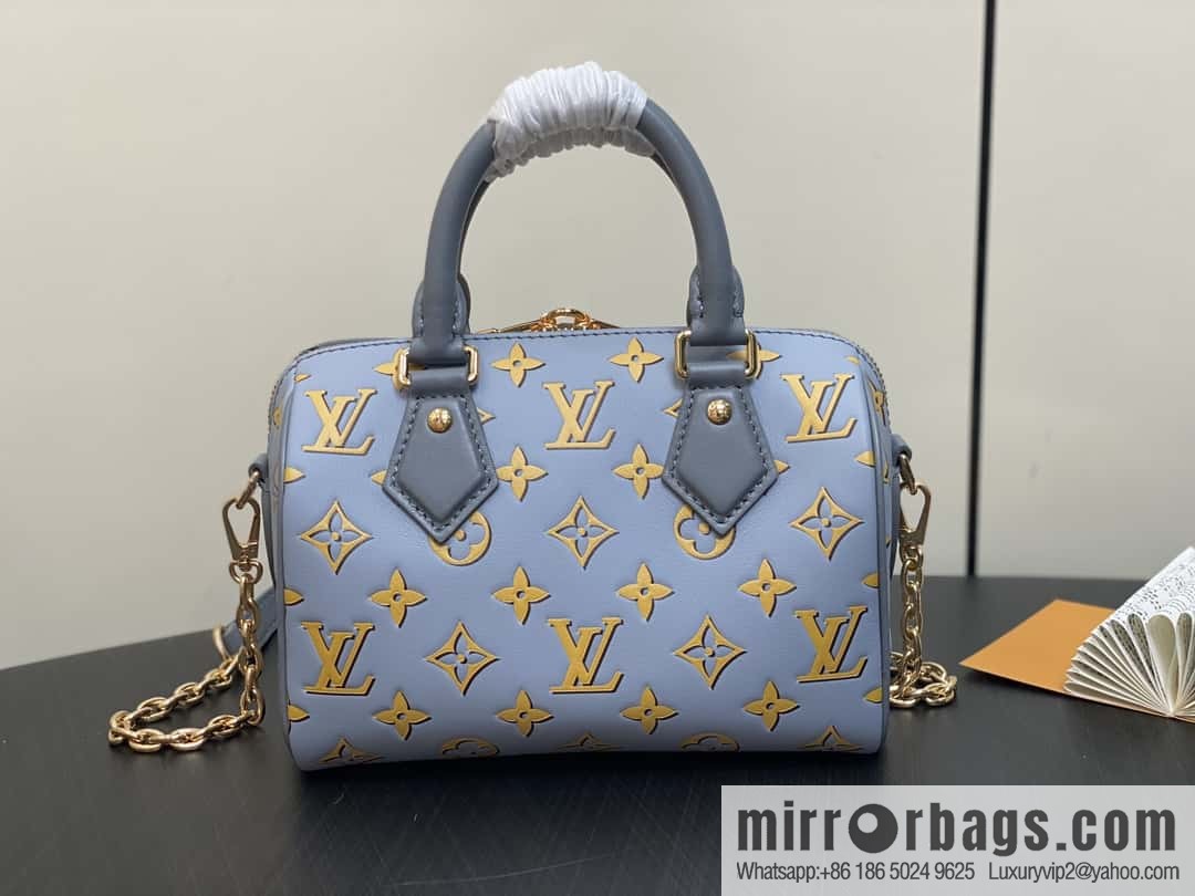 [Boutique‑grade] M25454 blue silk screen printing, full leather speedy pillow bag series SPEEDY BANDOULIZRE 20 handbag