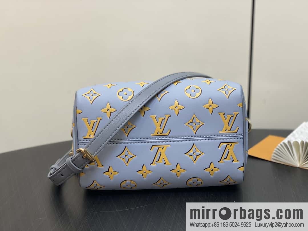 [Boutique‑grade] M25454 blue silk screen printing, full leather speedy pillow bag series SPEEDY BANDOULIZRE 20 handbag