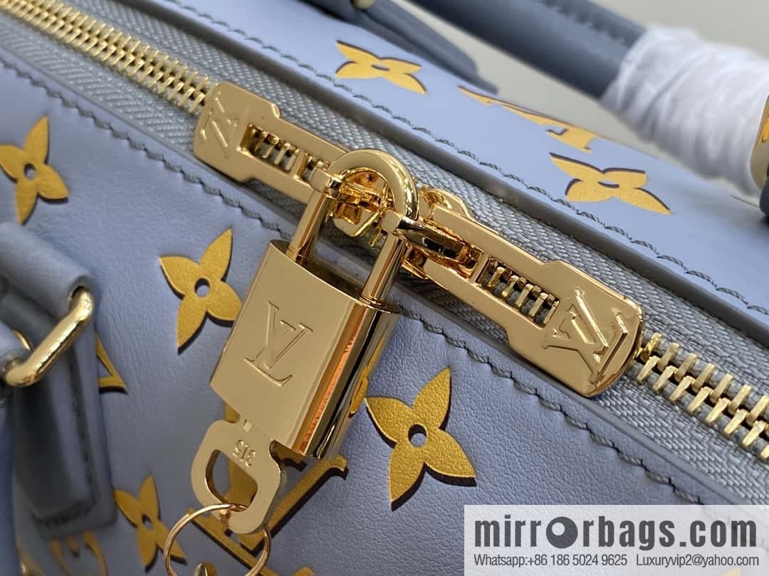 [Boutique‑grade] M25454 blue silk screen printing, full leather speedy pillow bag series SPEEDY BANDOULIZRE 20 handbag