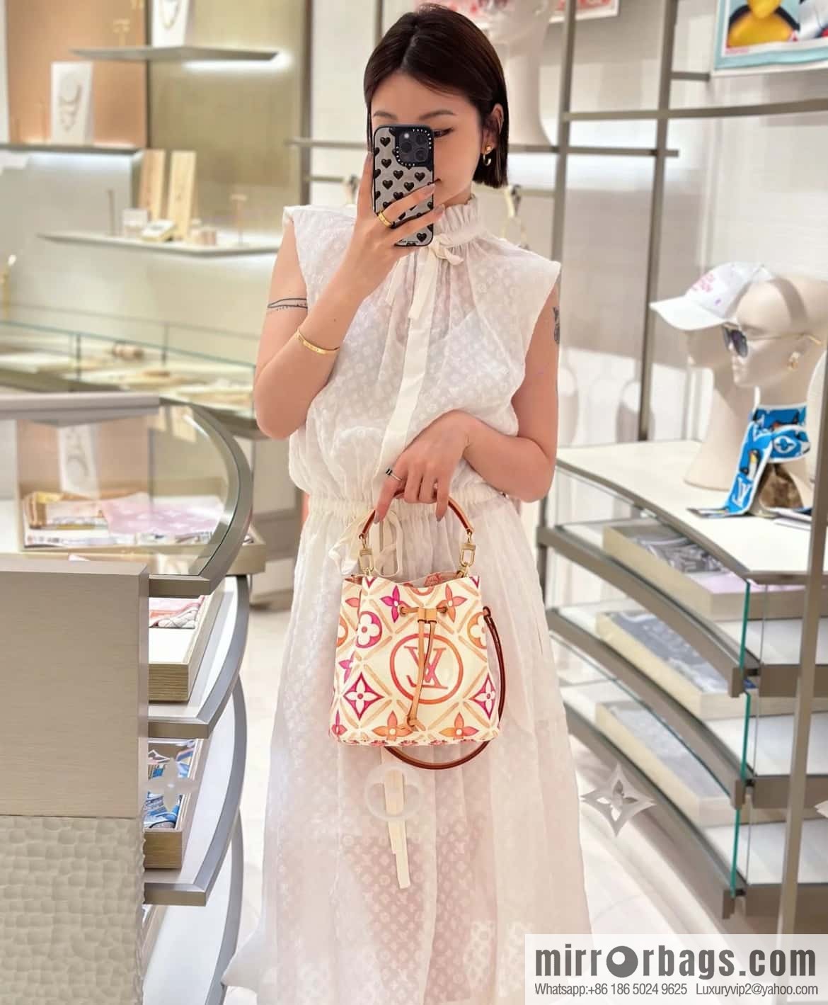 [Premium‑quality] M25315 rose red printed small bucket bag series Néonoé BB handbag (summer 2024)