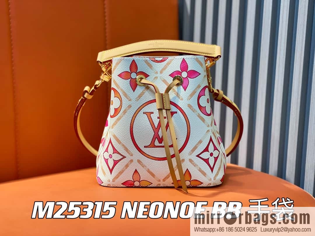 [Premium‑quality] M25315 rose red printed small bucket bag series Néonoé BB handbag (summer 2024)