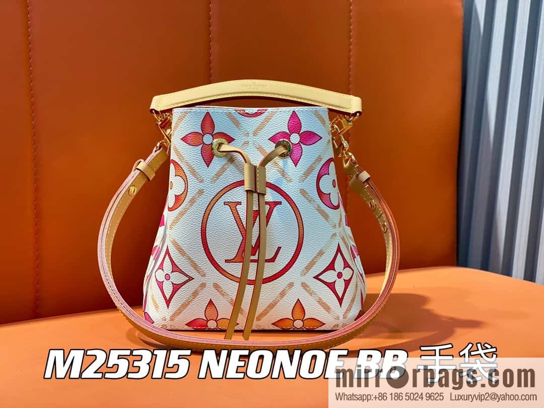 [Premium‑quality] M25315 rose red printed small bucket bag series Néonoé BB handbag (summer 2024)