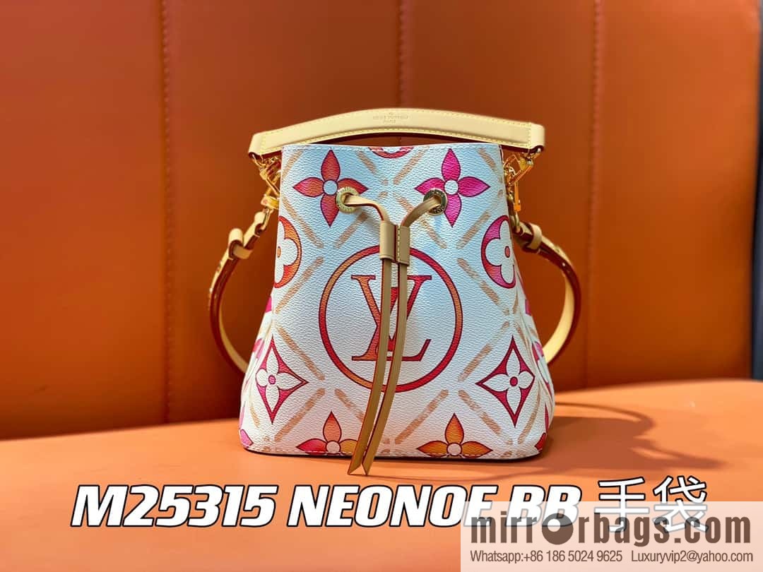 [Premium‑quality] M25315 rose red printed small bucket bag series Néonoé BB handbag (summer 2024)