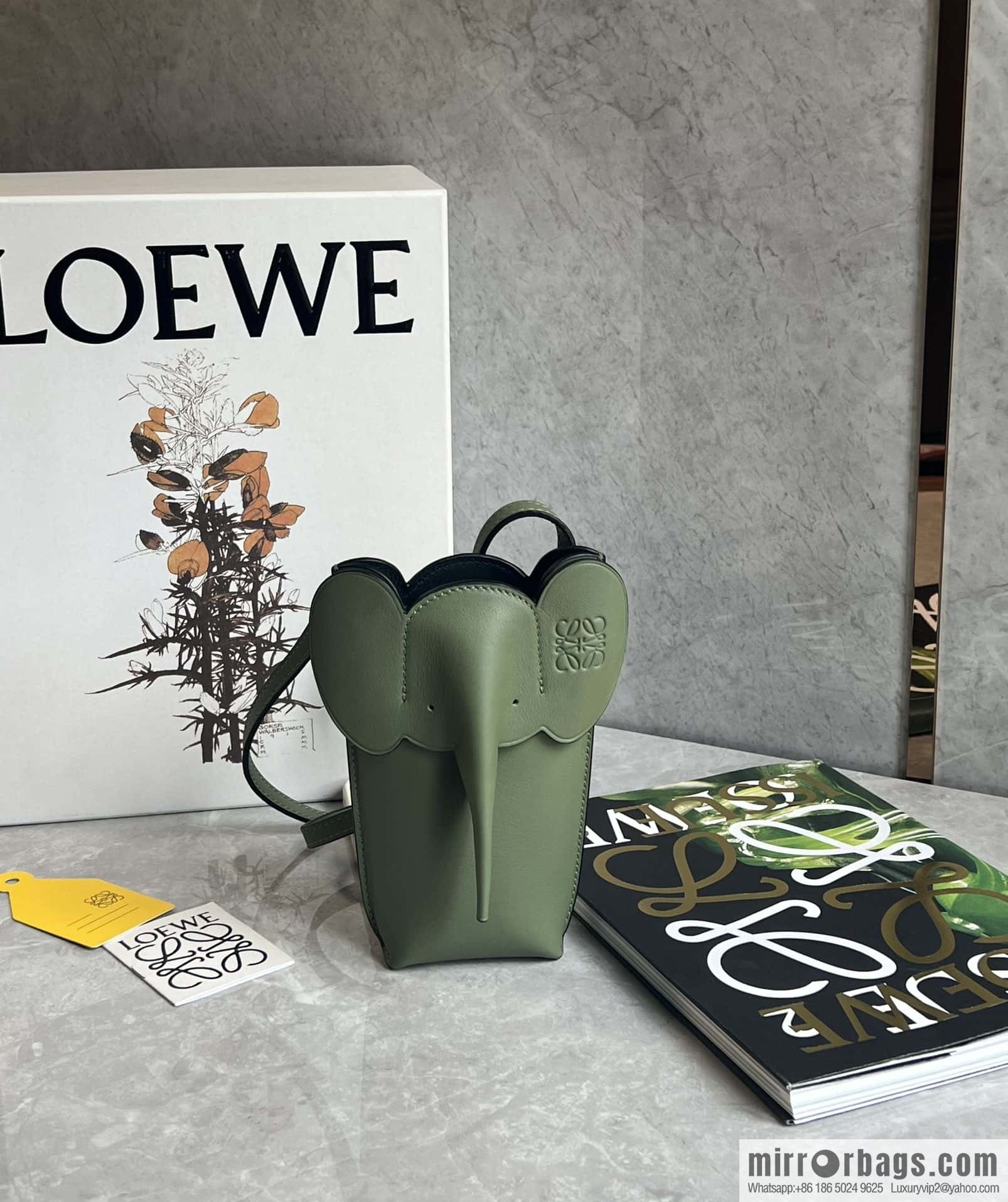 LOEWE 🐘 super act cute baby elephant mobile phone bag 0557 avocado green
