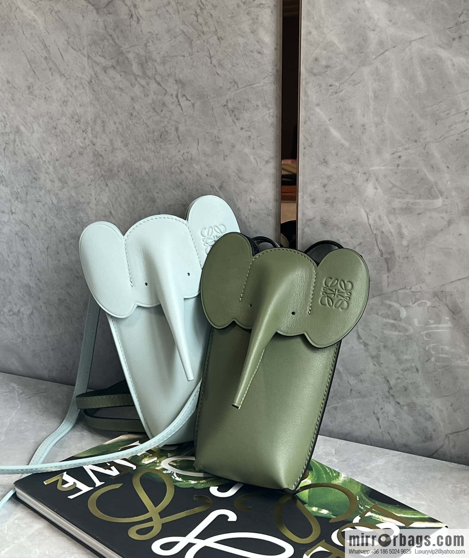 LOEWE 🐘 super act cute baby elephant mobile phone bag 0557 avocado green