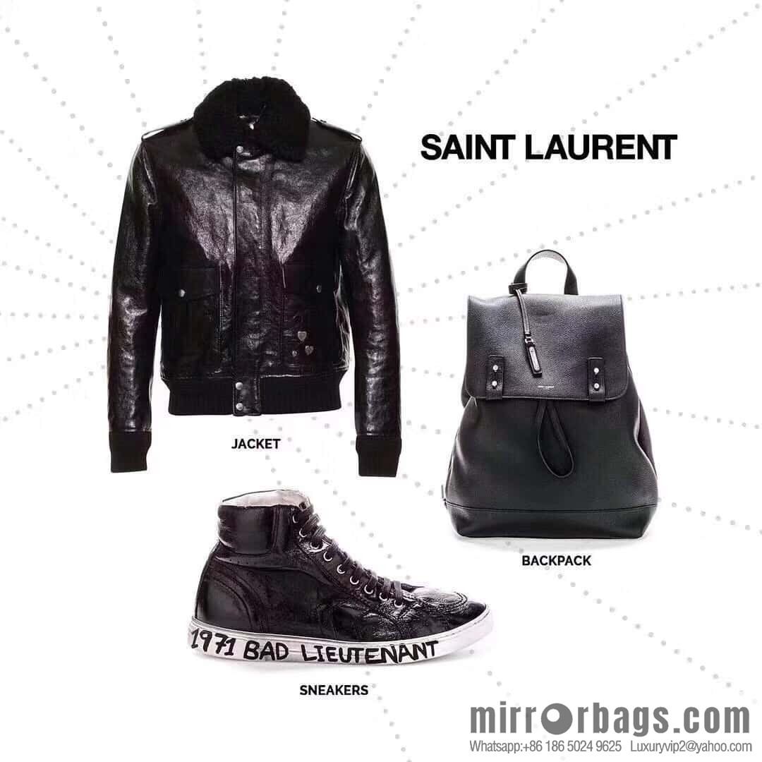 YSL black grain leather SAC DE JOUR SOUPLE backpack 480585