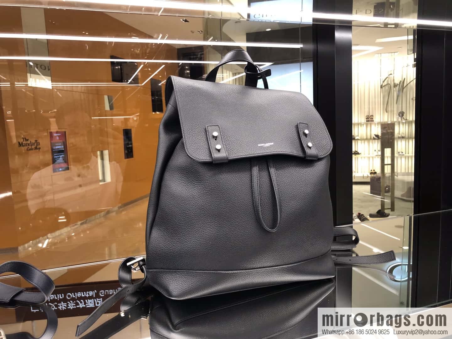 YSL black grain leather SAC DE JOUR SOUPLE backpack 480585