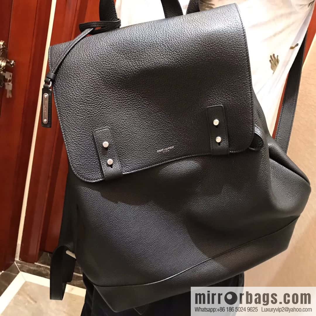 YSL black grain leather SAC DE JOUR SOUPLE backpack 480585