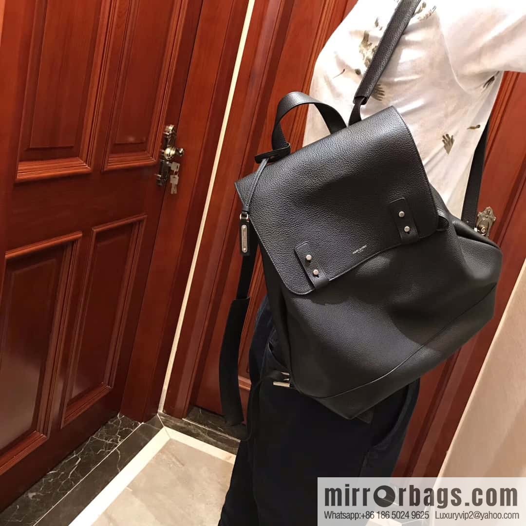 YSL black grain leather SAC DE JOUR SOUPLE backpack 480585