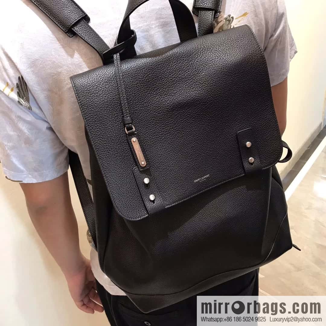 YSL black grain leather SAC DE JOUR SOUPLE backpack 480585
