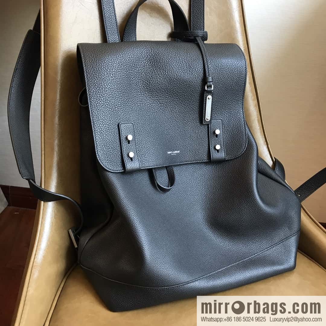 YSL black grain leather SAC DE JOUR SOUPLE backpack 480585