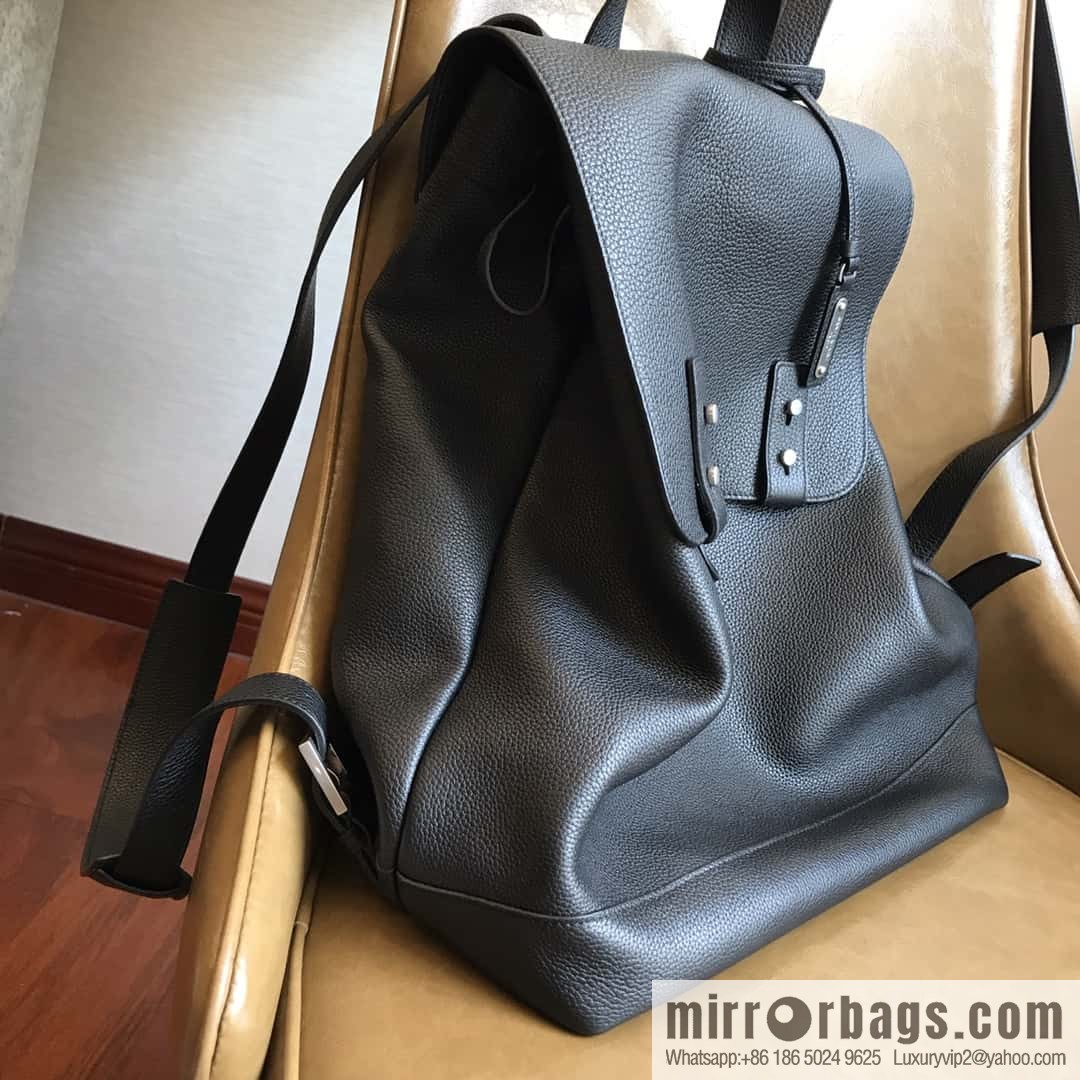 YSL black grain leather SAC DE JOUR SOUPLE backpack 480585
