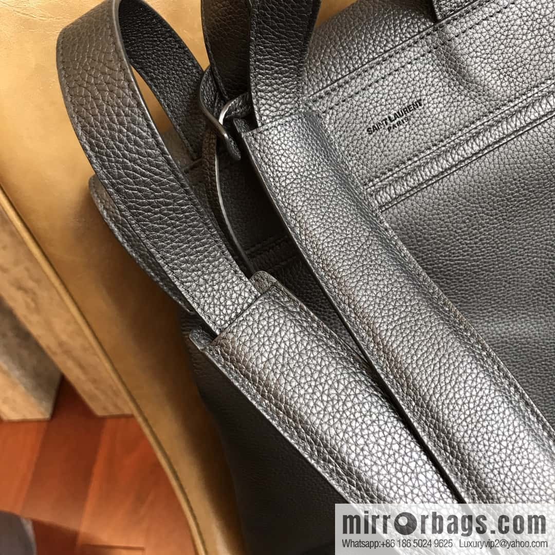 YSL black grain leather SAC DE JOUR SOUPLE backpack 480585