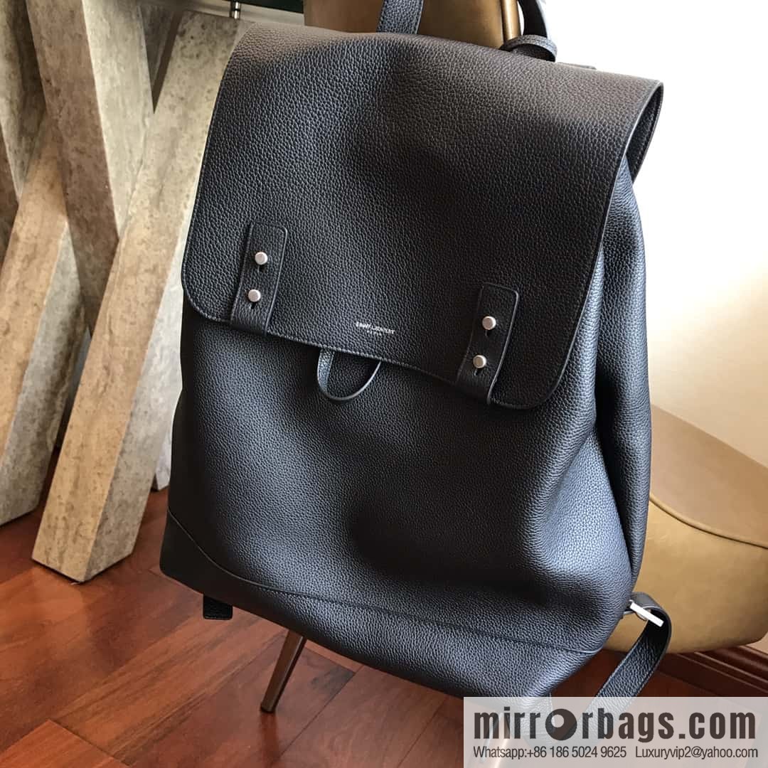 YSL black grain leather SAC DE JOUR SOUPLE backpack 480585