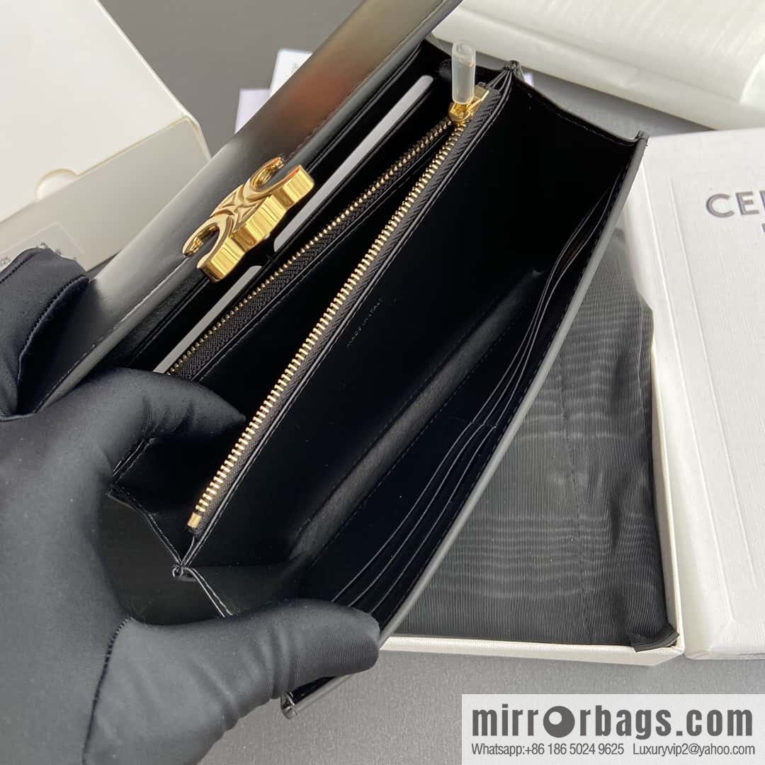 CELINE TRIOMPHE shiny cow leather (fabric) wallet 10E313DPV.38NO 312