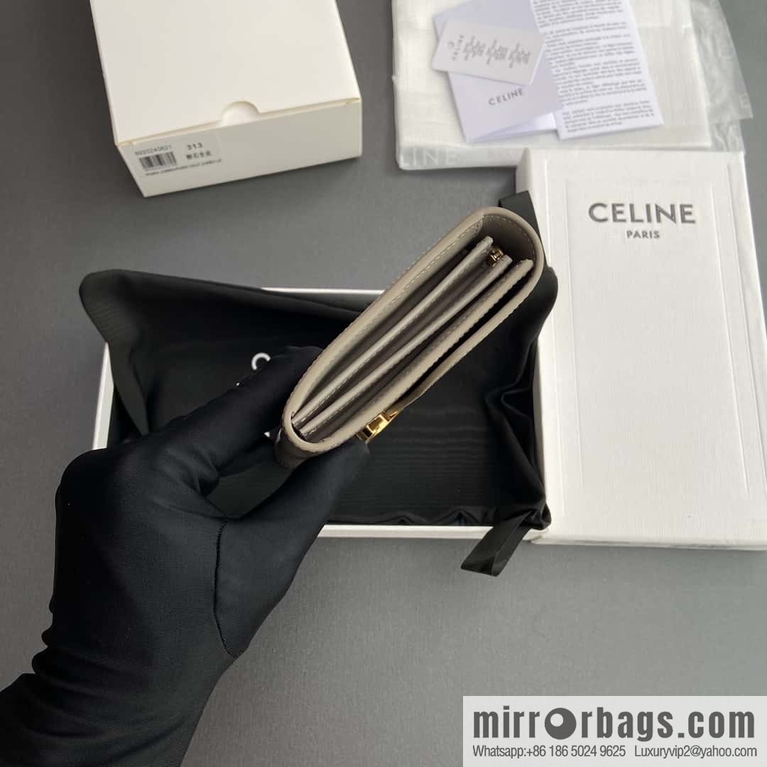 CELINE TRIOMPHE shiny cow leather (fabric) wallet 10E313DPV.38NO 312