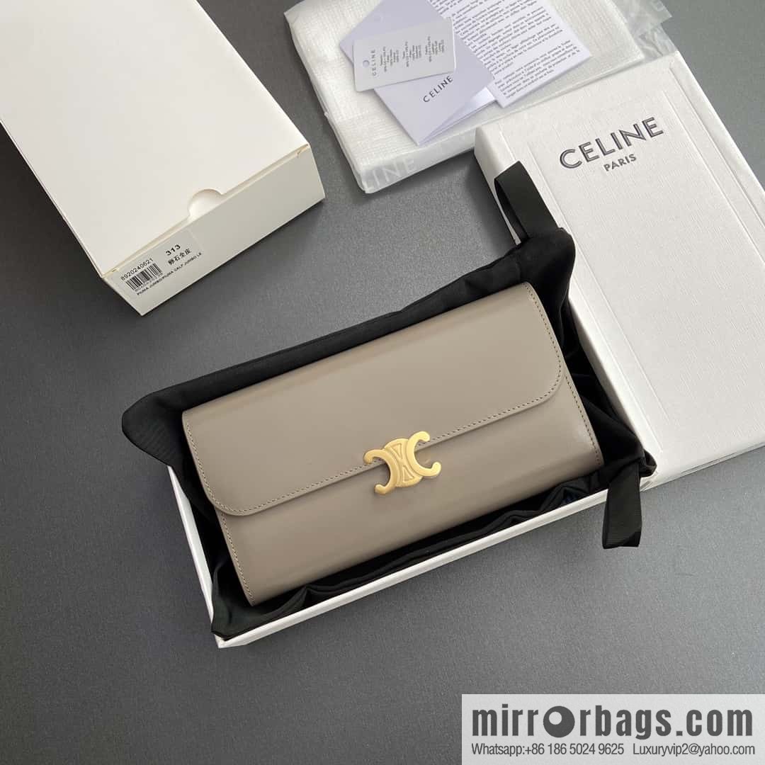 CELINE TRIOMPHE shiny cow leather (fabric) wallet 10E313DPV.38NO 312
