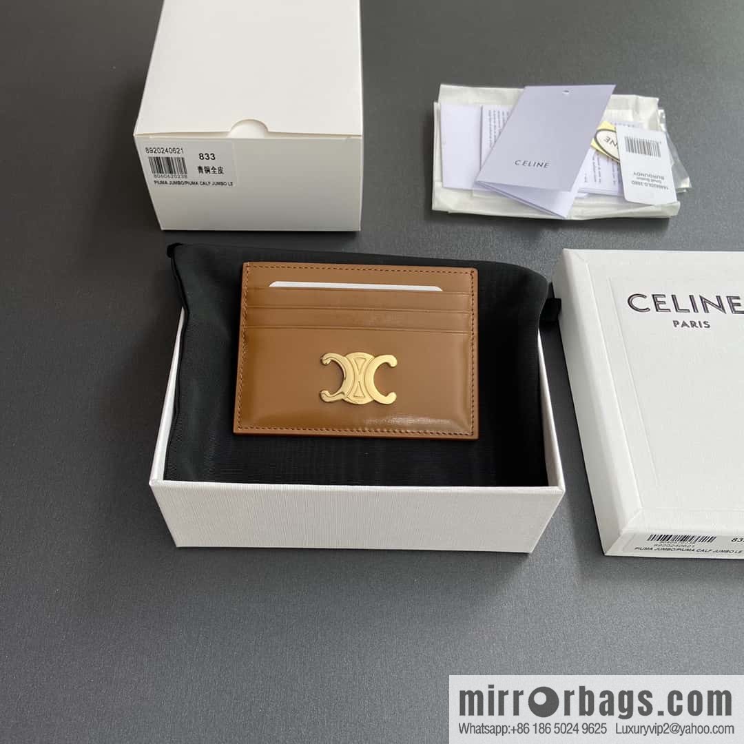 CELINE TRIOMPHE glossy cow leather (fabric) card holder 10L832CQH.04LU833