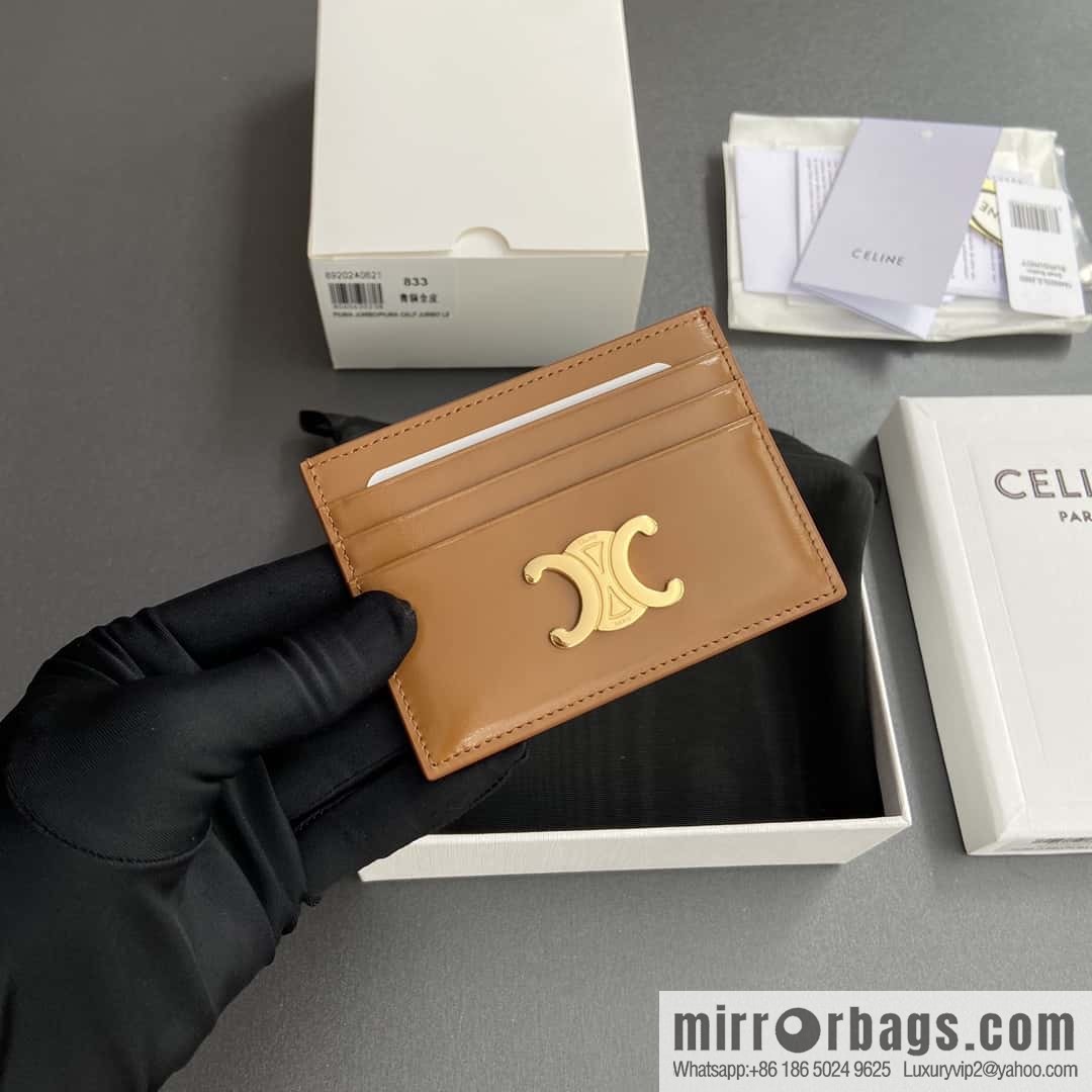 CELINE TRIOMPHE glossy cow leather (fabric) card holder 10L832CQH.04LU833