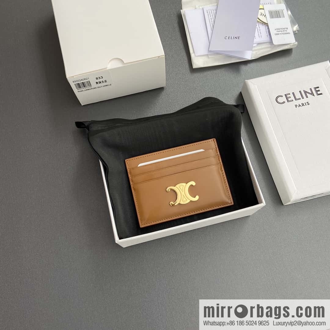 CELINE TRIOMPHE glossy cow leather (fabric) card holder 10L832CQH.04LU833