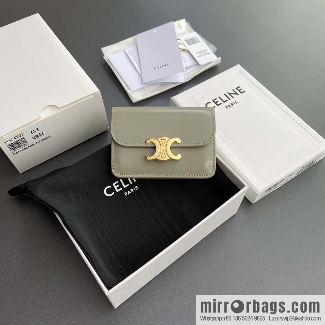 CELINE TRIOMPHE bright beef leather (fabric) flip card holder 10I 582 CPJ.04LU