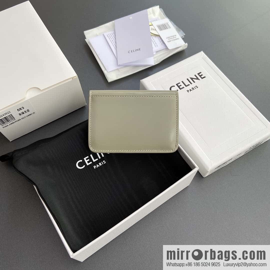 CELINE TRIOMPHE bright beef leather (fabric) flip card holder 10I 582 CPJ.04LU