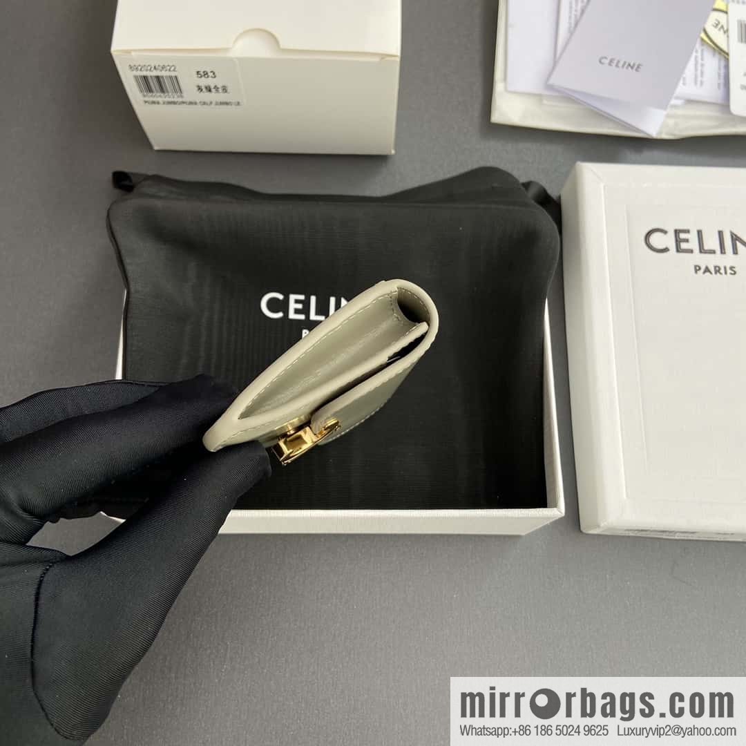 CELINE TRIOMPHE bright beef leather (fabric) flip card holder 10I 582 CPJ.04LU