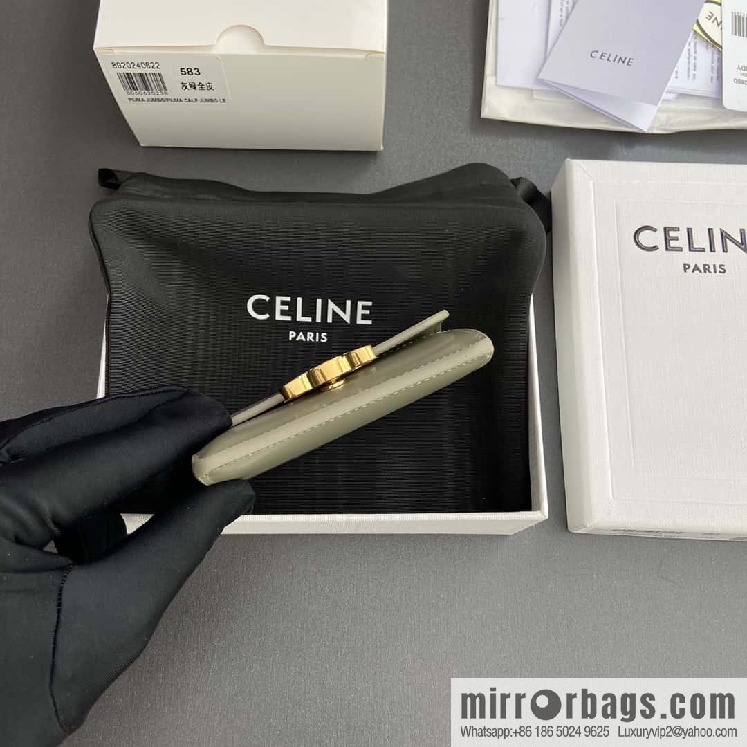 CELINE TRIOMPHE bright beef leather (fabric) flip card holder 10I 582 CPJ.04LU