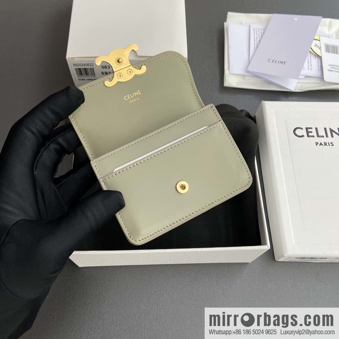 CELINE TRIOMPHE bright beef leather (fabric) flip card holder 10I 582 CPJ.04LU