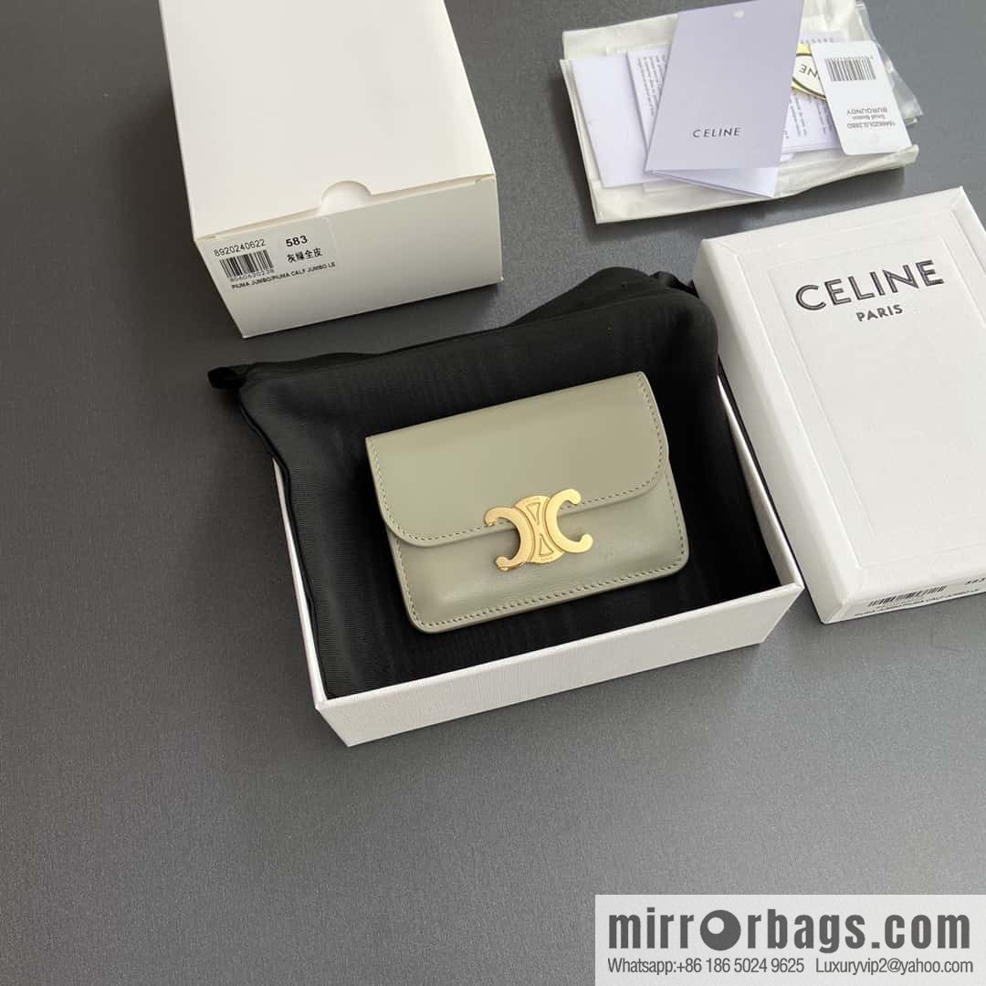 CELINE TRIOMPHE bright beef leather (fabric) flip card holder 10I 582 CPJ.04LU
