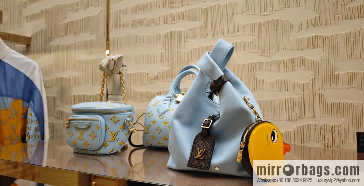 [Boutique‑grade] M11387 blue full leather (with little yellow duck) variable code chip version, small shopping bag series ATLANTIS BB handbag