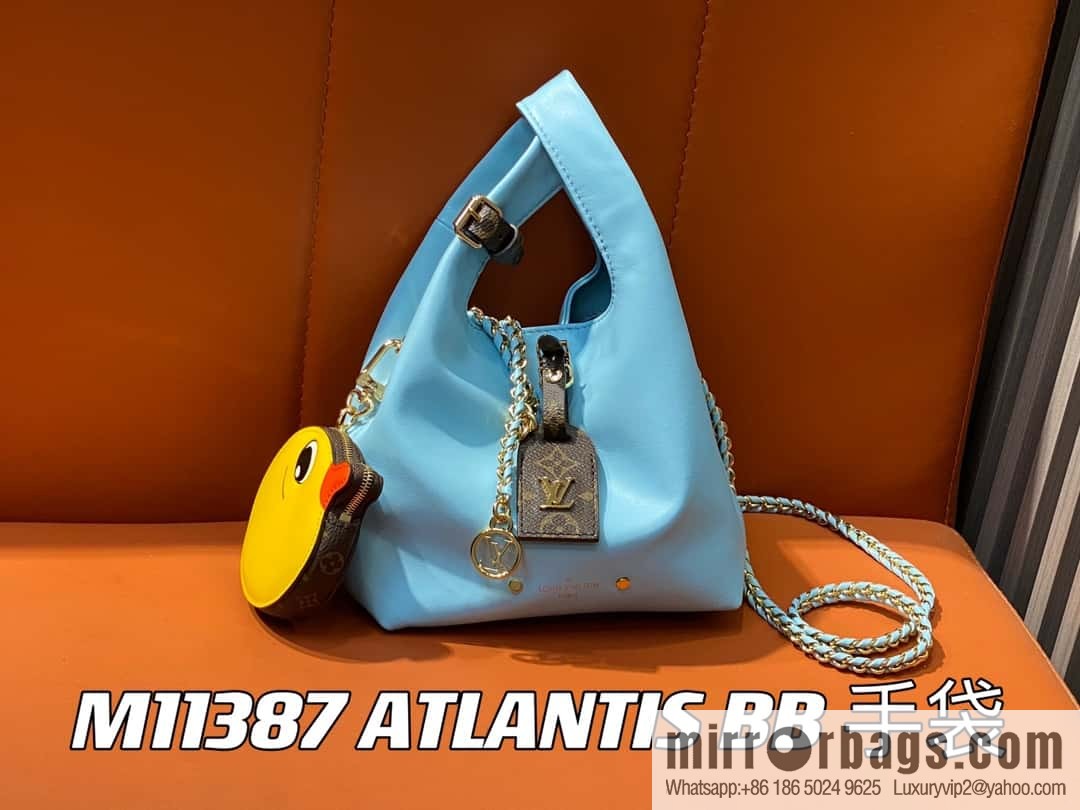 [Boutique‑grade] M11387 blue full leather (with little yellow duck) variable code chip version, small shopping bag series ATLANTIS BB handbag