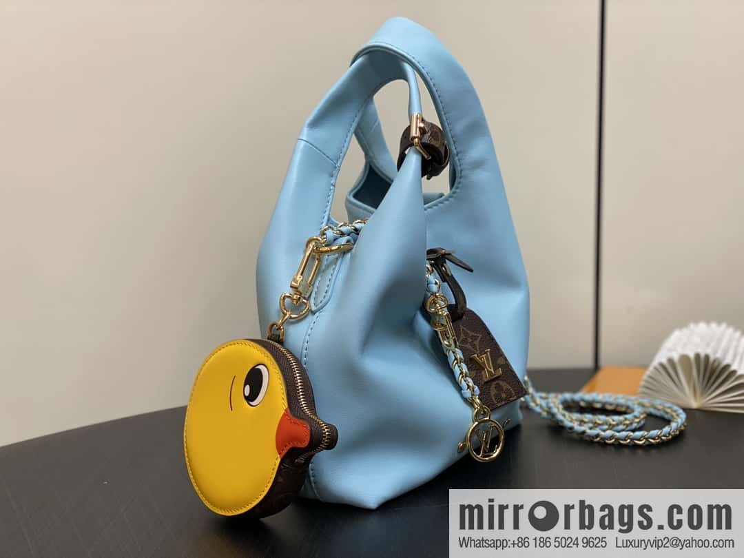 [Boutique‑grade] M11387 blue full leather (with little yellow duck) variable code chip version, small shopping bag series ATLANTIS BB handbag