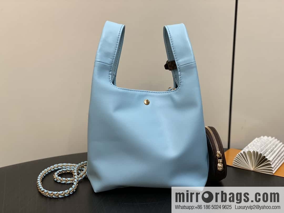 [Boutique‑grade] M11387 blue full leather (with little yellow duck) variable code chip version, small shopping bag series ATLANTIS BB handbag