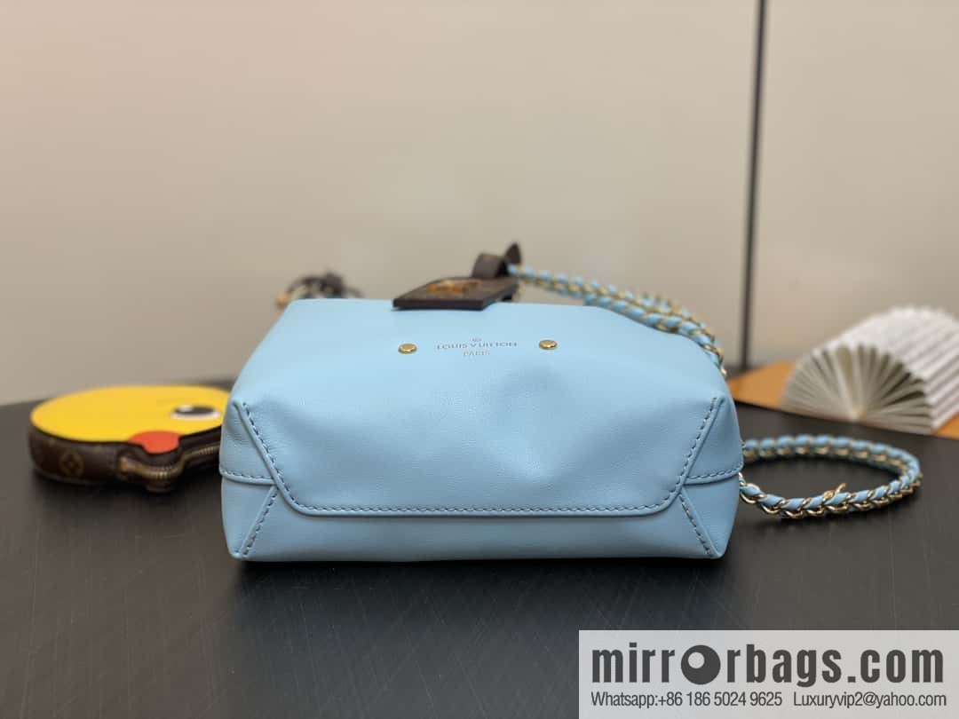 [Boutique‑grade] M11387 blue full leather (with little yellow duck) variable code chip version, small shopping bag series ATLANTIS BB handbag