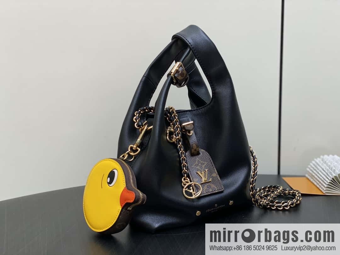 [Premium‑quality] M11387 black full leather (with little yellow duck) variable code chip version, small shopping bag series ATLANTIS BB handbag
