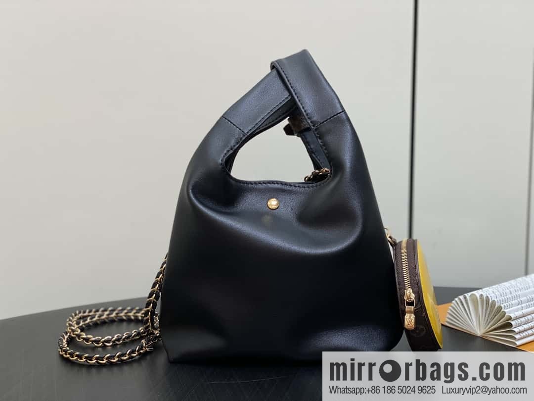 [Premium‑quality] M11387 black full leather (with little yellow duck) variable code chip version, small shopping bag series ATLANTIS BB handbag