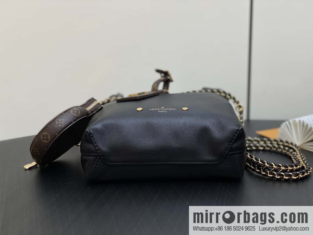 [Premium‑quality] M11387 black full leather (with little yellow duck) variable code chip version, small shopping bag series ATLANTIS BB handbag