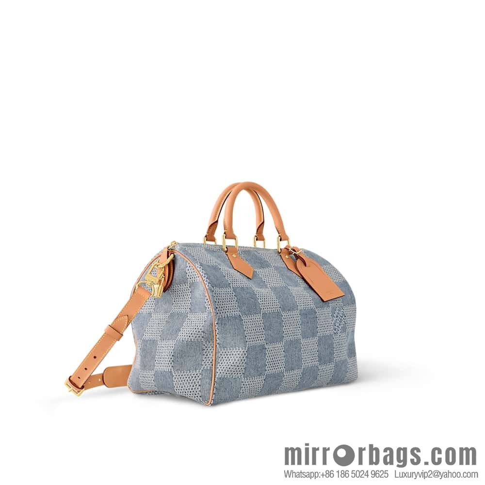 [Premium‑quality] N40701 plaid denim, pillow bag speedy series Speedy 40 Bandouliere handbag