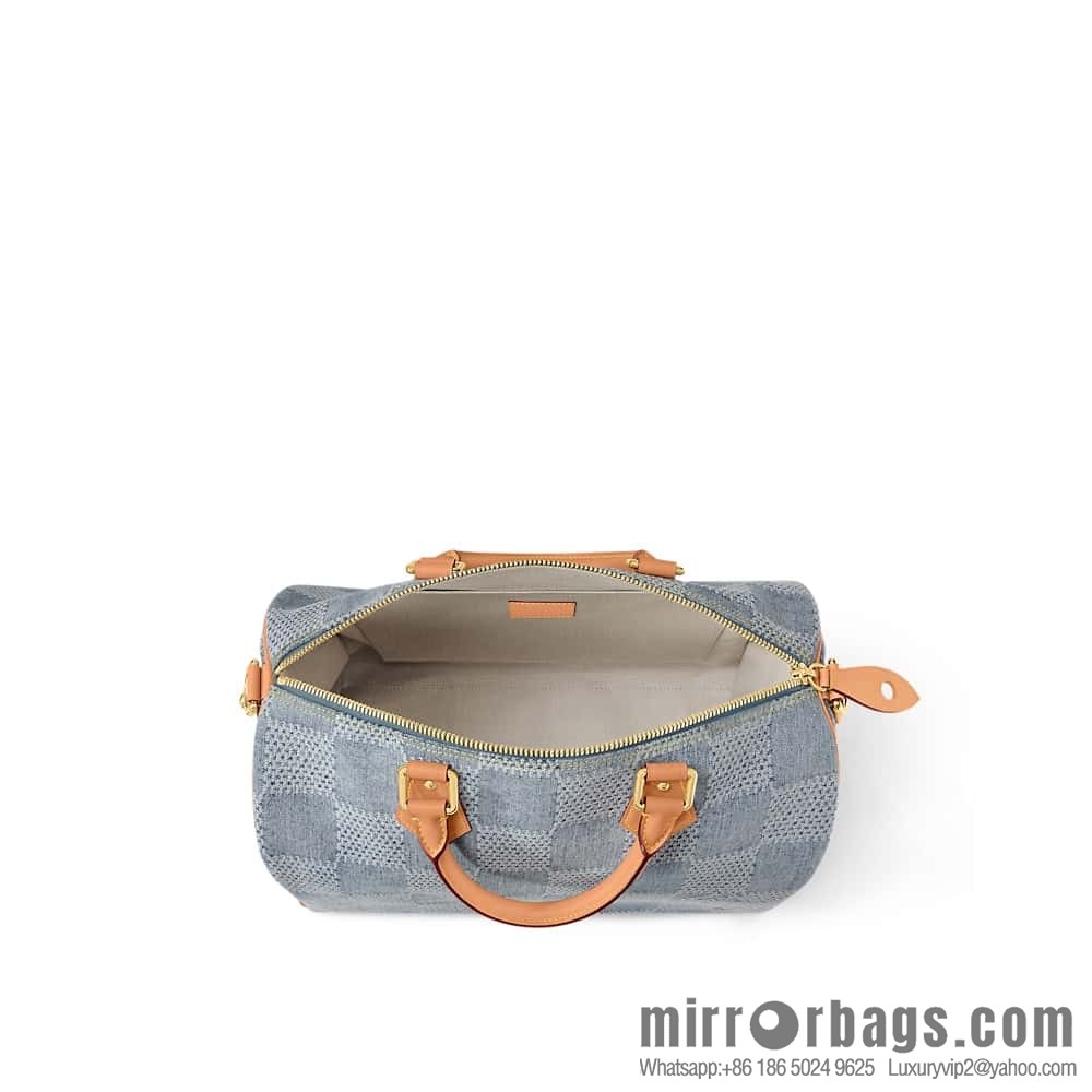 [Premium‑quality] N40701 plaid denim, pillow bag speedy series Speedy 40 Bandouliere handbag