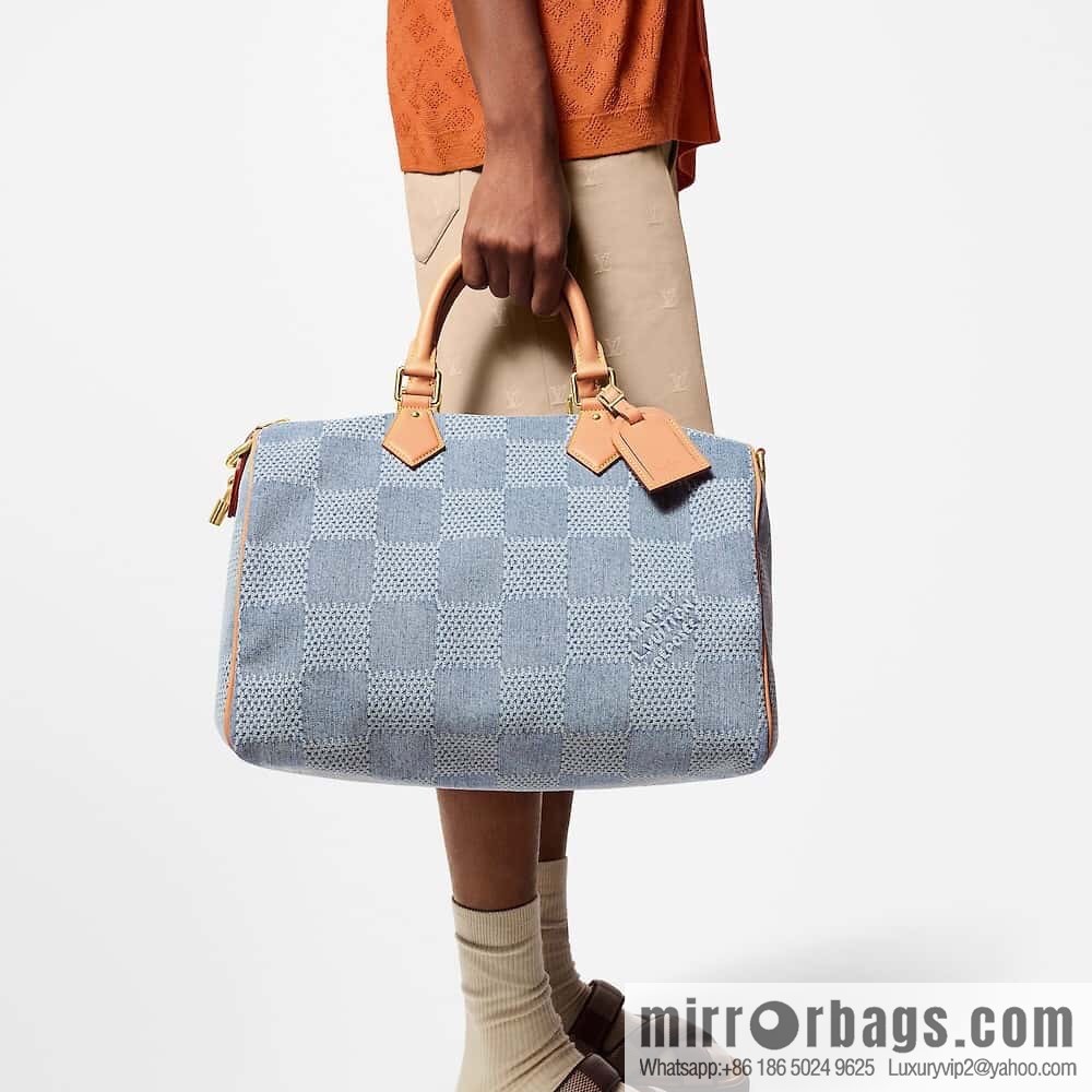 [Premium‑quality] N40701 plaid denim, pillow bag speedy series Speedy 40 Bandouliere handbag