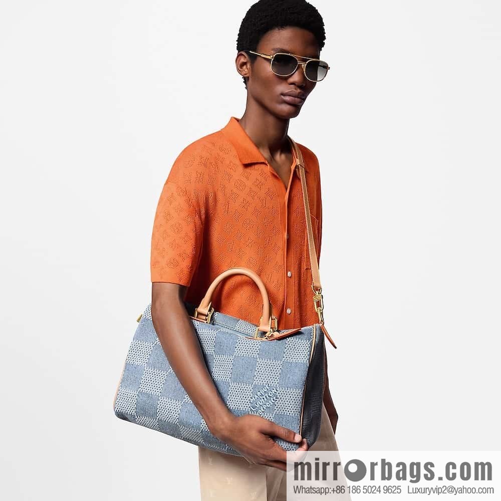 [Premium‑quality] N40701 plaid denim, pillow bag speedy series Speedy 40 Bandouliere handbag